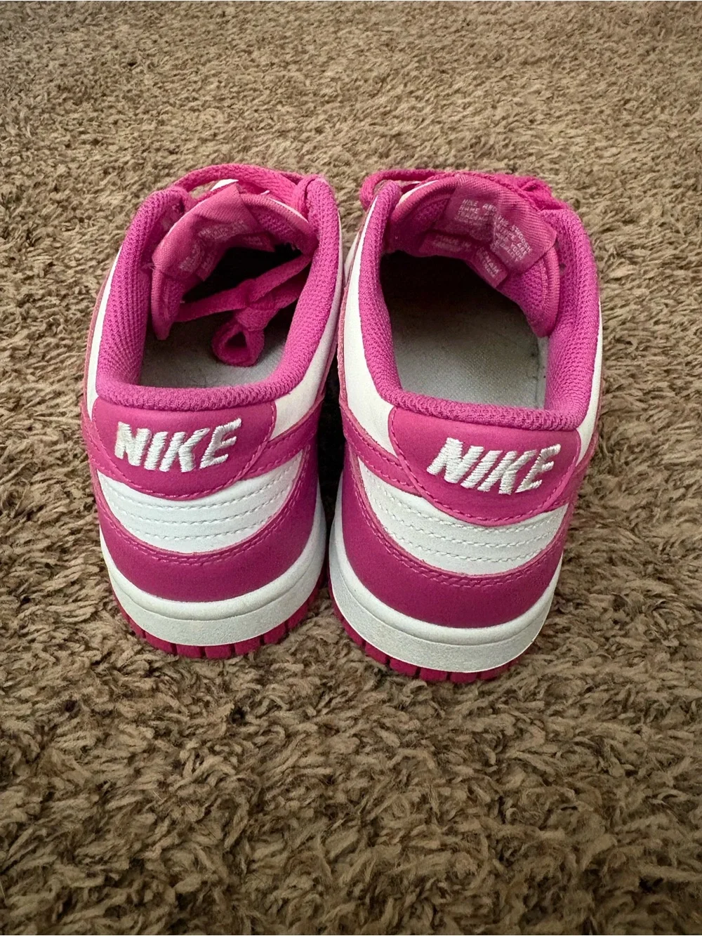 Nike Dunks Kids White and Hot Pink Low-Top Sneakers